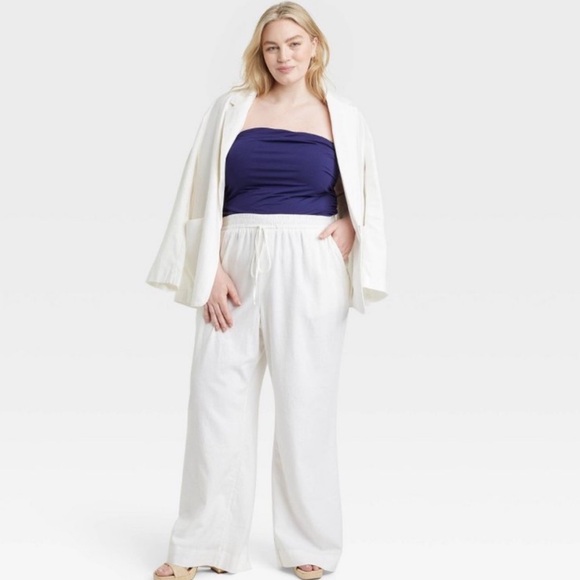 A New Day Women's Ruched Slim Fit Navy Blue Tube Top - Picture 3 of 4